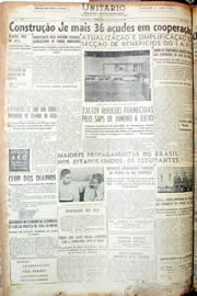 Página do jornal Unitário de agosto de 1952