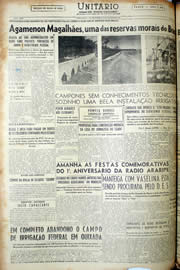 Página do jornal Unitário de agosto de 1952
