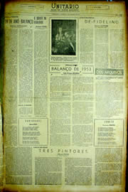 Página do jornal Unitário de janeiro de 1954