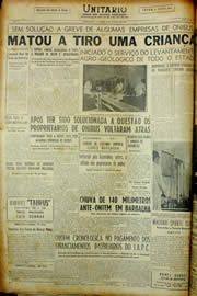 Página do jornal Unitário de janeiro de 1954