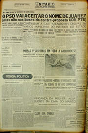 Página do jornal Unitário de janeiro de 1954