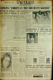 Página do jornal Unitário de fevereiro de 1954