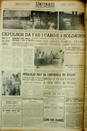 Página do jornal Unitário de fevereiro de 1954