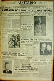 Página do jornal Unitário de fevereiro de 1954