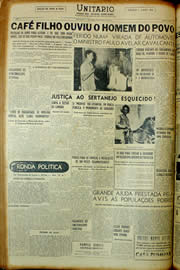 Página do jornal Unitário de março de 1954