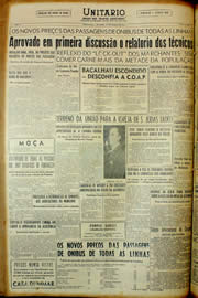 Página do jornal Unitário de março de 1954