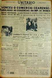 Página do jornal Unitário de março de 1954