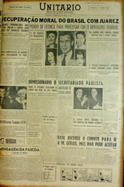Página do jornal Unitário de abril de 1954