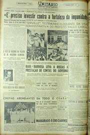 Página do jornal Unitário de maio de 1954