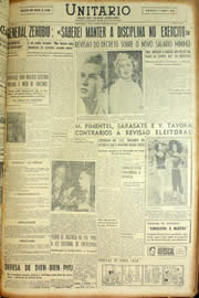 Página do jornal Unitário de maio de 1954
