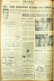 Página do jornal Unitário de maio de 1954