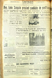Página do jornal Unitário de maio de 1954