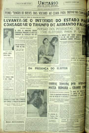 Página do jornal Unitário de agosto de 1954