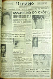 Página do jornal Unitário de agosto de 1954