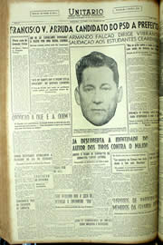 Página do jornal Unitário de agosto de 1954
