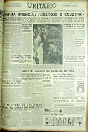 Página do jornal Unitário de agosto de 1954