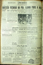 Página do jornal Unitário de agosto de 1954