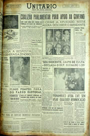 Página do jornal Unitário de agosto de 1954