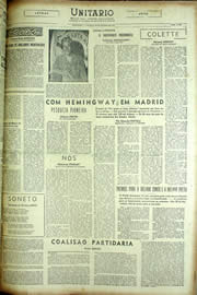 Página do jornal Unitário de agosto de 1954