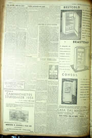 Página do jornal Unitário de agosto de 1954