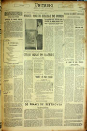 Página do jornal Unitário de setembro de 1954