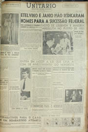 Página do jornal Unitário de novembro de 1954