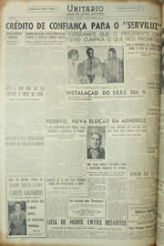 Página do jornal Unitário de dezembro de 1954