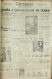 Página do jornal Unitário de dezembro de 1954