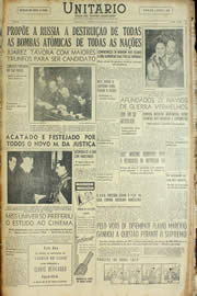 Página do jornal Unitário de fevereiro de 1955