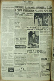 Página do jornal Unitário de março de 1955