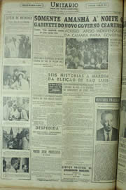 Página do jornal Unitário de março de 1955