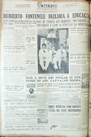 Página do jornal Unitário de fevereiro de 1956