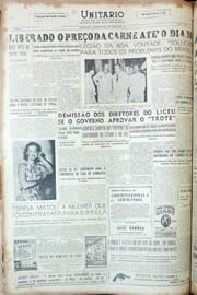 Página do jornal Unitário de março de 1956