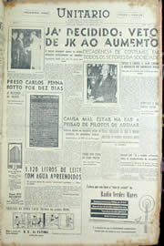 Página do jornal Unitário de março de 1956