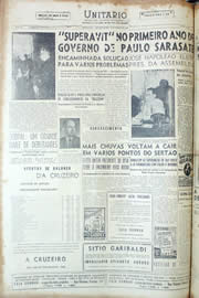 Página do jornal Unitário de março de 1956