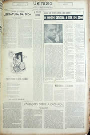 Página do jornal Unitário de março de 1956
