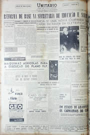 Página do jornal Unitário de abril de 1956