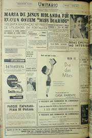 Página do jornal Unitário de maio de 1956
