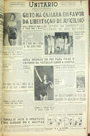 Página do jornal Unitário de maio de 1956