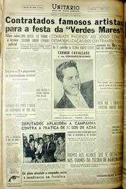 Página do jornal Unitário de julho de 1956