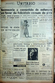 Página do jornal Unitário de outubro de 1956