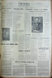 Página do jornal Unitário de novembro de 1956
