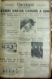 Página do jornal Unitário de novembro de 1956