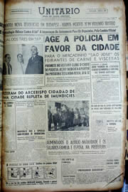 Página do jornal Unitário de dezembro de 1956