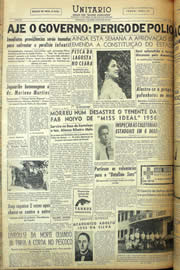 Página do jornal Unitário de maio de 1957