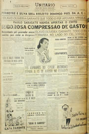 Página do jornal Unitário de agosto de 1957