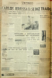 Página do jornal Unitário de agosto de 1957