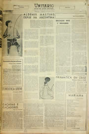 Página do jornal Unitário de agosto de 1957