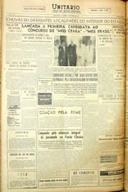 Página do jornal Unitário de maio de 1958