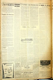 Página do jornal Unitário de maio de 1958